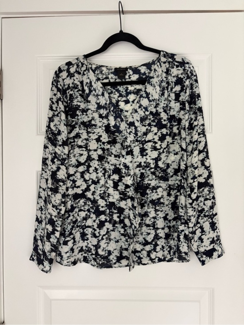 Ann Taylor Abstract Print Draped Blouse
